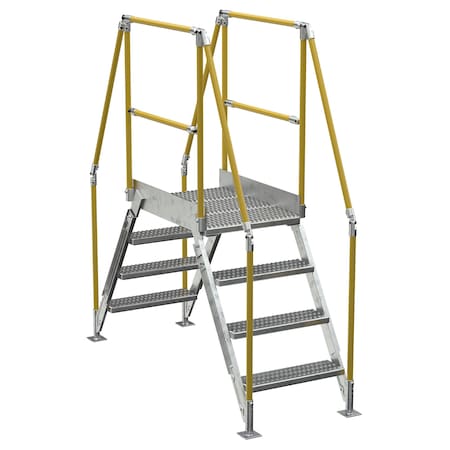 Vestil 4 Step Galvanized Steel Cross-Over Ladder 79"x82.15" 500lb Capacity COL-4-36-23-HDG